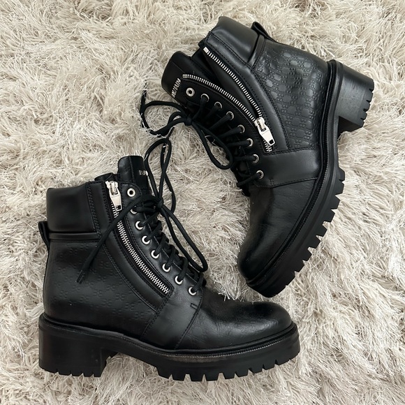 Balmaim Ranger Monogram Leather Combat Ankle Boot Logo Zip. Great condition. - Picture 2 of 3